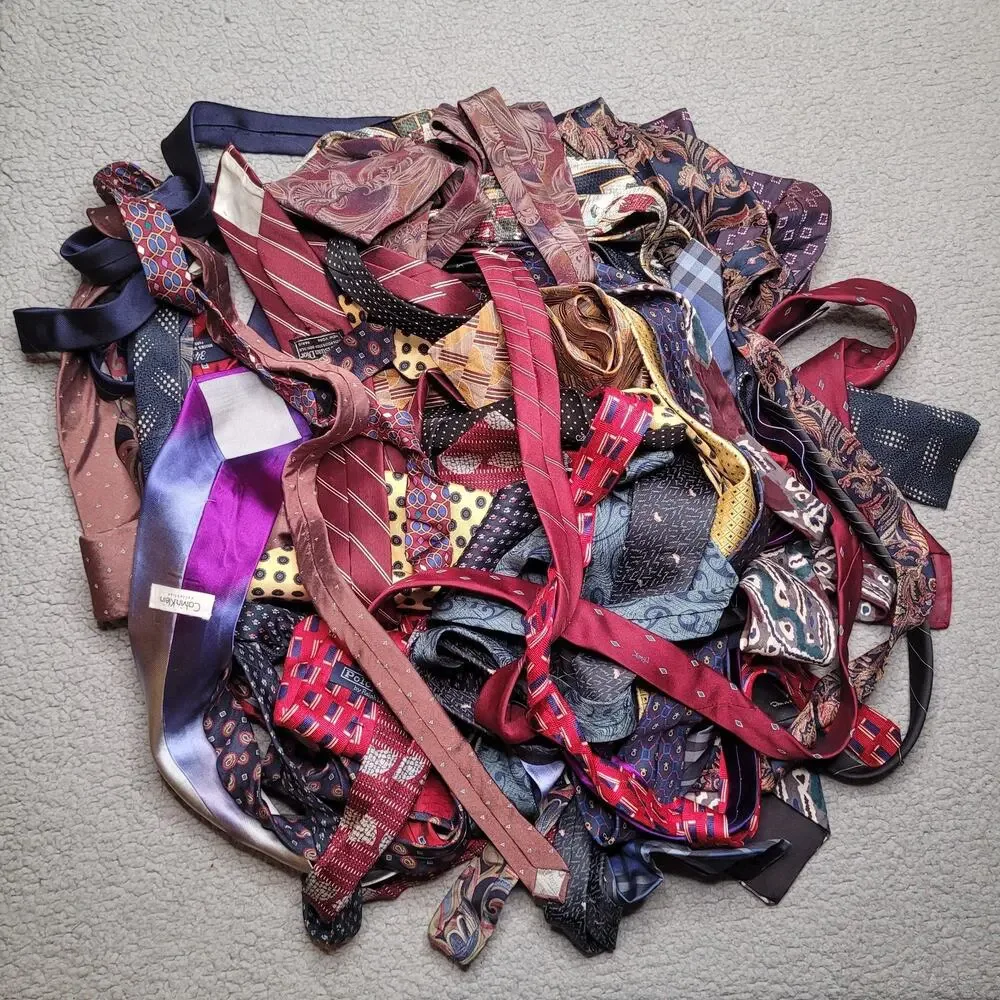30pc Mens SILK Neckties LOT Wholesale Bulk Collectors Assorted Crafts Cutter DIY